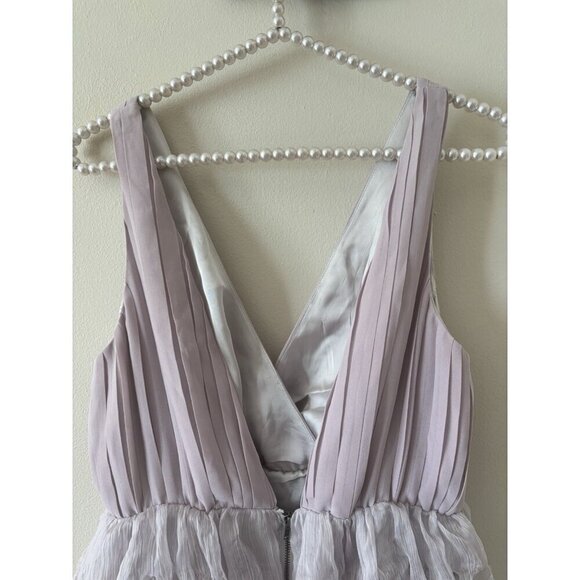 ArK&Co Womens Size L Lavender Feather Mini Dress Sleeveless Pleated Bodice - Picture 5 of 6